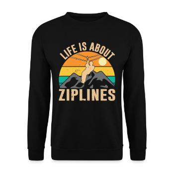 Das Leben Besteht Aus Seilrutschen Sport Ziplining - Unisex Pullover - Schwarz - Vorne - Alina (178cm) & Michal (187cm)