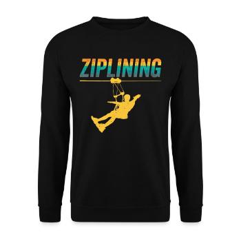 Ziplining Sport Zipline Seilrutsche Sprüche - Unisex Pullover - Schwarz - Vorne - Alina (178cm) & Michal (187cm)