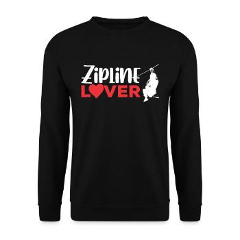 Zipline Liebhaber Sport Seilrutsche Ziplining - Unisex Pullover - Schwarz - Vorne - Alina (178cm) & Michal (187cm)