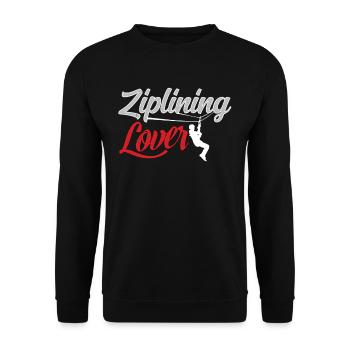 Zipline Liebhaber Seilrutsche Ziplining Sport - Unisex Pullover - Schwarz - Vorne - Alina (178cm) & Michal (187cm)