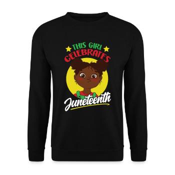 This Girl Celebrates the Juneteenth Black 1865 - Unisex Sweatshirt - black - Front - Alina (178cm) & Michal (187cm)