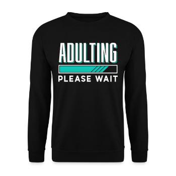 grow up please wait puberty birthday - Unisex Sweatshirt - black - Front - Alina (178cm) & Michal (187cm)