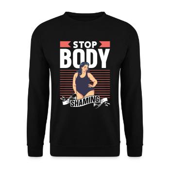 No more bodyshaming Annoying bodyshaming - Unisex Sweatshirt - black - Front - Alina (178cm) & Michal (187cm)