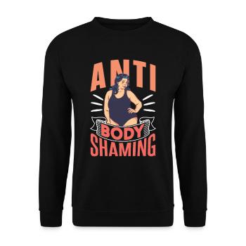 Anti Body Shaming Stop Bodyshaming Annoyance - Sweat-shirt Unisexe - noir - Devant - Alina (178cm) & Michal (187cm)