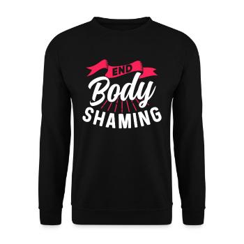 End body shaming stop bodyshaming annoyance - Unisex Sweatshirt - black - Front - Alina (178cm) & Michal (187cm)