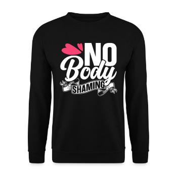 Kein Body Shaming Bodyshaming Ärgern Stoppen - Unisex Pullover - Schwarz - Vorne - Alina (178cm) & Michal (187cm)