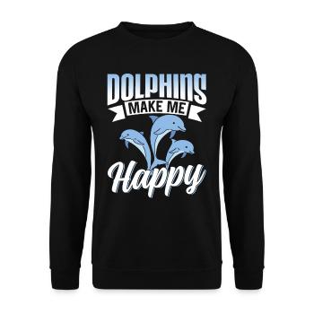 Delfine Machen Mich Glücklich Delphin Delfin - Unisex Pullover - Schwarz - Vorne - Alina (178cm) & Michal (187cm)
