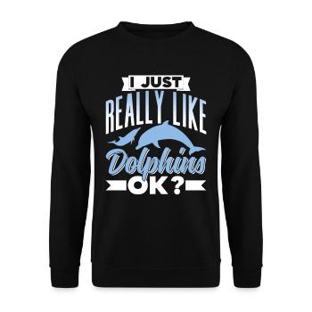I like dolphins just very much dolphins dolphin - Unisex Sweatshirt - black - Front - Alina (178cm) & Michal (187cm)