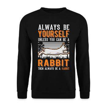 Kaninchen Häschen Hase Kaninchen - Unisex Pullover - Schwarz - Vorne - Alina (178cm) & Michal (187cm)