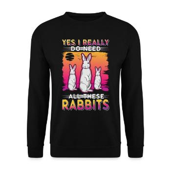 Lapin Cadeau Lapin Lapin Lapin - Sweat-shirt Unisexe - noir - Devant - Alina (178cm) & Michal (187cm)