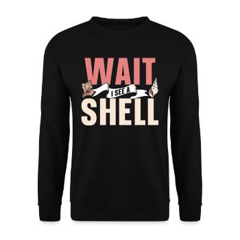 Wait I see a shell collecting shells - Unisex Sweatshirt - black - Front - Alina (178cm) & Michal (187cm)