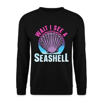 Wait I see a shell collecting shells - Unisex Sweatshirt - black - Front - Alina (178cm) & Michal (187cm)