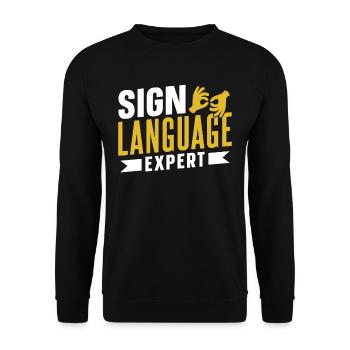 Sensibilisation aux gestes d’expert en langue des signes - Sweat-shirt Unisexe - noir - Devant - Alina (178cm) & Michal (187cm)