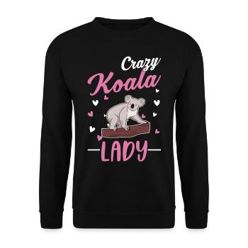 Verrückte Koala Frau - Unisex Pullover - Schwarz - Vorne - Alina (178cm) & Michal (187cm)