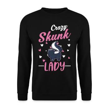Verrückte Stinktier Frau - Unisex Pullover - Schwarz - Vorne - Alina (178cm) & Michal (187cm)