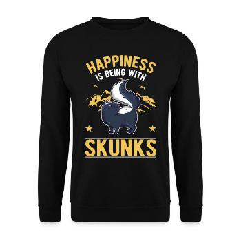 Stinktier Glück - Unisex Pullover - Schwarz - Vorne - Alina (178cm) & Michal (187cm)