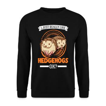 J’aime juste les hérissons - Sweat-shirt Unisexe - noir - Devant - Alina (178cm) & Michal (187cm)