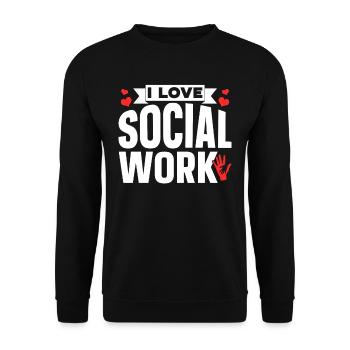 Ich Liebe Sozialarbeit Sozialarbeiter Ausbildung - Unisex Pullover - Schwarz - Vorne - Alina (178cm) & Michal (187cm)