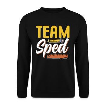 Team Sonderpädagogik Sonderpädagoge Beruf Lehrer - Unisex Pullover - Schwarz - Vorne - Alina (178cm) & Michal (187cm)