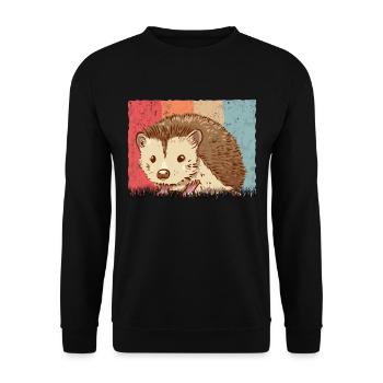 Igel Retro Stacheligel Vintage - Unisex Pullover - Schwarz - Vorne - Alina (178cm) & Michal (187cm)
