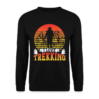 J’adore le trekking randonneurs - Sweat-shirt Unisexe - noir - Devant - Alina (178cm) & Michal (187cm)