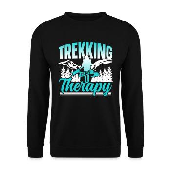 Le trekking est ma thérapie Randonneurs Randonnée - Sweat-shirt Unisexe - noir - Devant - Alina (178cm) & Michal (187cm)