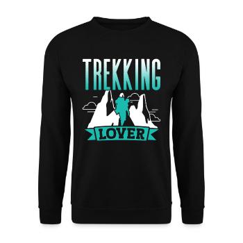 Trekking Liebhaber Wanderung Wanderer Wandern - Unisex Pullover - Schwarz - Vorne - Alina (178cm) & Michal (187cm)