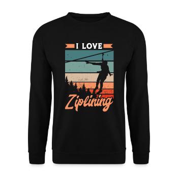 Ich Liebe Ziplining Seilrutsche Zipline Sport - Unisex Pullover - Schwarz - Vorne - Alina (178cm) & Michal (187cm)