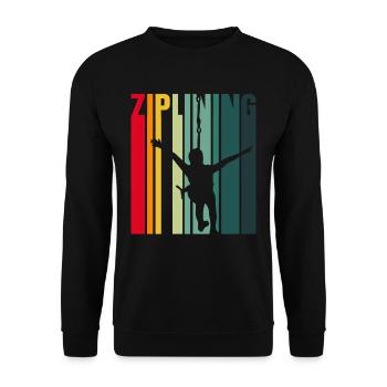 Ziplining Seilrutsche Zipline Sprüche Sport - Unisex Pullover - Schwarz - Vorne - Alina (178cm) & Michal (187cm)