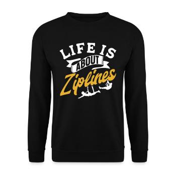 Das Leben Besteht Aus Seilrutschen Ziplining Sport - Unisex Pullover - Schwarz - Vorne - Alina (178cm) & Michal (187cm)
