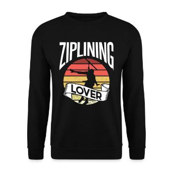 Ziplining Liebhaber Seilrutsche Sport Zipline - Unisex Pullover - Schwarz - Vorne - Alina (178cm) & Michal (187cm)