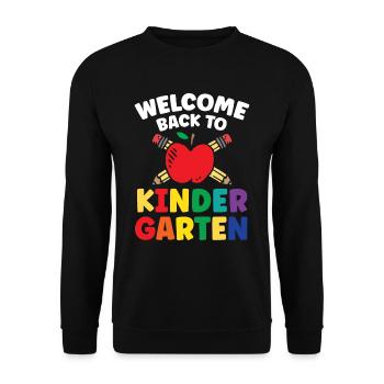 Willkommen Zurück Im Kindergarten Humor Kinder Süß - Unisex Pullover - Schwarz - Vorne - Alina (178cm) & Michal (187cm)