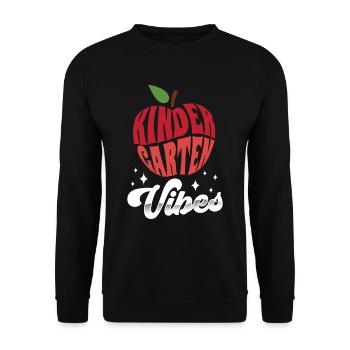 Kindergarten Vibes Humor Süß Kinder Sprüche - Unisex Pullover - Schwarz - Vorne - Alina (178cm) & Michal (187cm)