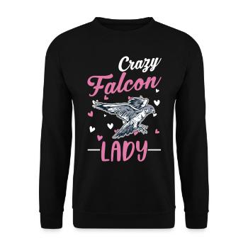 Verrückte Falken Frau - Unisex Pullover - Schwarz - Vorne - Alina (178cm) & Michal (187cm)