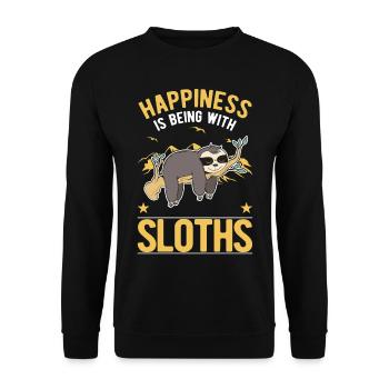 Paresseux Chance Paresseux - Sweat-shirt Unisexe - noir - Devant - Alina (178cm) & Michal (187cm)