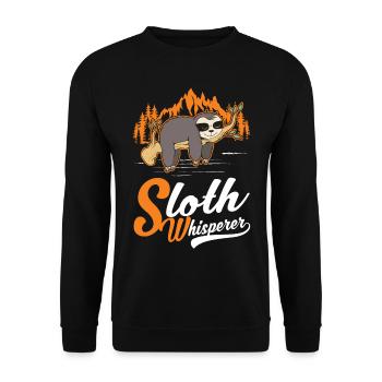 Faultier Flüsterer Sloth Whisperer - Unisex Sweatshirt - black - Front - Alina (178cm) & Michal (187cm)