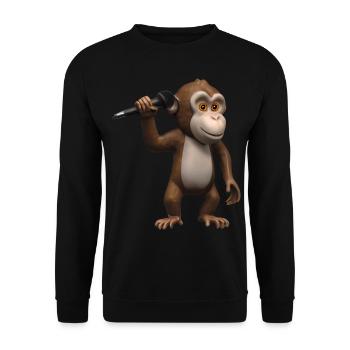 Singender Affe - Unisex Pullover - Schwarz - Vorne - Alina (178cm) & Michal (187cm)
