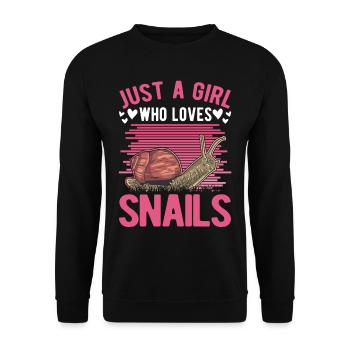 Schnecken Mädchen Snail Girl - Unisex Pullover - Schwarz - Vorne - Alina (178cm) & Michal (187cm)