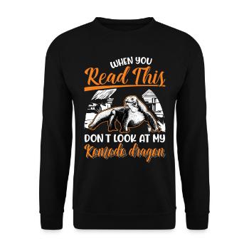 Komodowaran Waran Komododrache - Unisex Pullover - Schwarz - Vorne - Alina (178cm) & Michal (187cm)