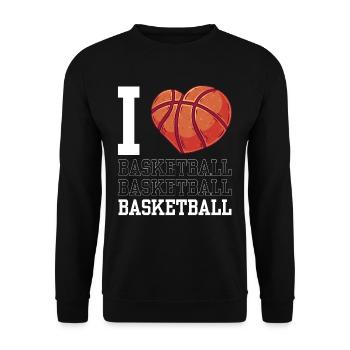 Ich Liebe Basketball Team Basketballspieler - Unisex Pullover - Schwarz - Vorne - Alina (178cm) & Michal (187cm)