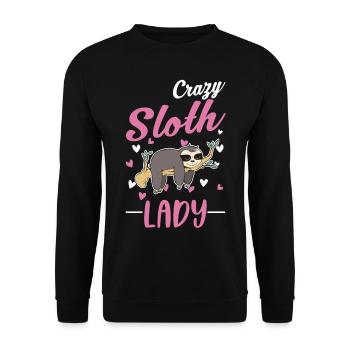 Crazy Sloth Woman - Unisex Sweatshirt - black - Front - Alina (178cm) & Michal (187cm)