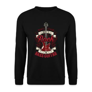 Born To Rock La Basse Guitare Bassgitarre Bassiste - Sweat-shirt Unisexe - noir - Devant - Alina (178cm) & Michal (187cm)