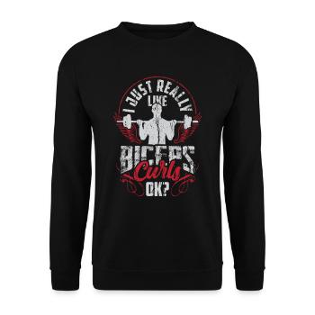 J’aime vraiment les muscles des biceps - Sweat-shirt Unisexe - noir - Devant - Alina (178cm) & Michal (187cm)