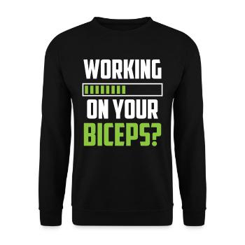 Arbeiten Sie An Ihrem Bizeps Workout Curls Muskeln - Unisex Pullover - Schwarz - Vorne - Alina (178cm) & Michal (187cm)