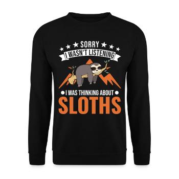 Faultier Liebhaber - Unisex Pullover - Schwarz - Vorne - Alina (178cm) & Michal (187cm)
