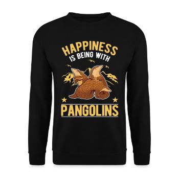 Pangolin Glück Schuppentier - Unisex Pullover - Schwarz - Vorne - Alina (178cm) & Michal (187cm)
