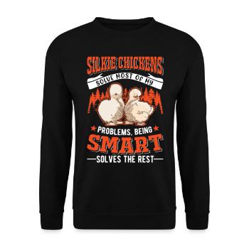 Silk Chicken Gift Silkie Chicken Silkie Chicken - Unisex Sweatshirt - black - Front - Alina (178cm) & Michal (187cm)