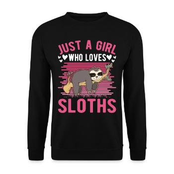 Juste une fille qui aime Sloth Sloth Sloth Girl - Sweat-shirt Unisexe - noir - Devant - Alina (178cm) & Michal (187cm)