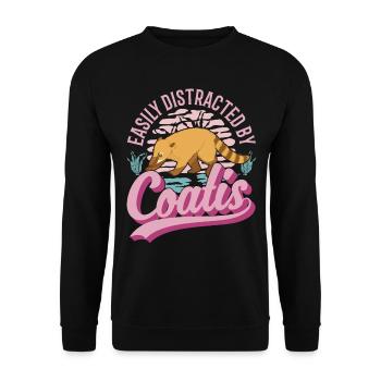 Easily distracted by Coatis coati - Unisex Sweatshirt - black - Front - Alina (178cm) & Michal (187cm)