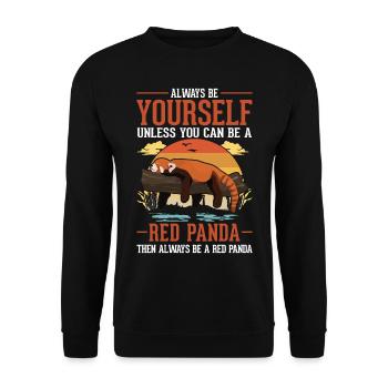 Roter Panda Geschenk Red Panda - Unisex Pullover - Schwarz - Vorne - Alina (178cm) & Michal (187cm)